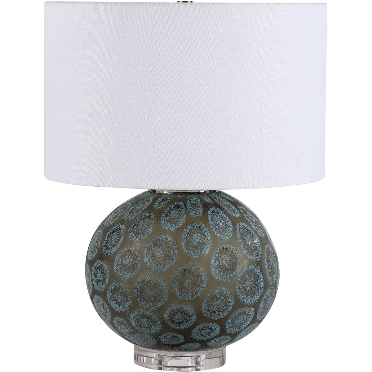 Agate 22 inch 150.00 watt Charcoal Translucent Glass with Dark Teal Accents Table Lamp Portable Light