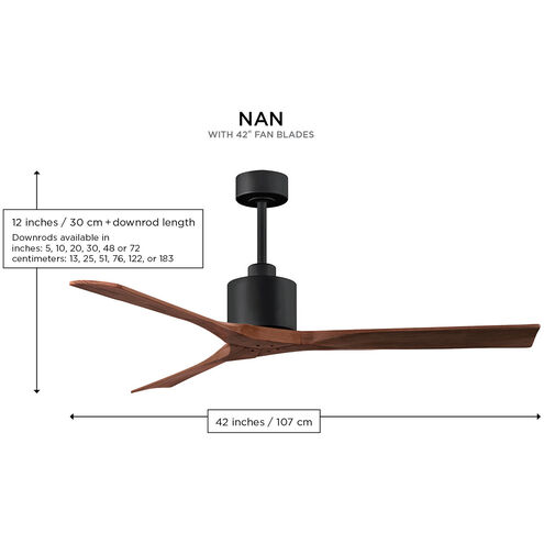 Atlas Nan 42 inch Matte Black with Light Maple Tone Blades Ceiling Fan