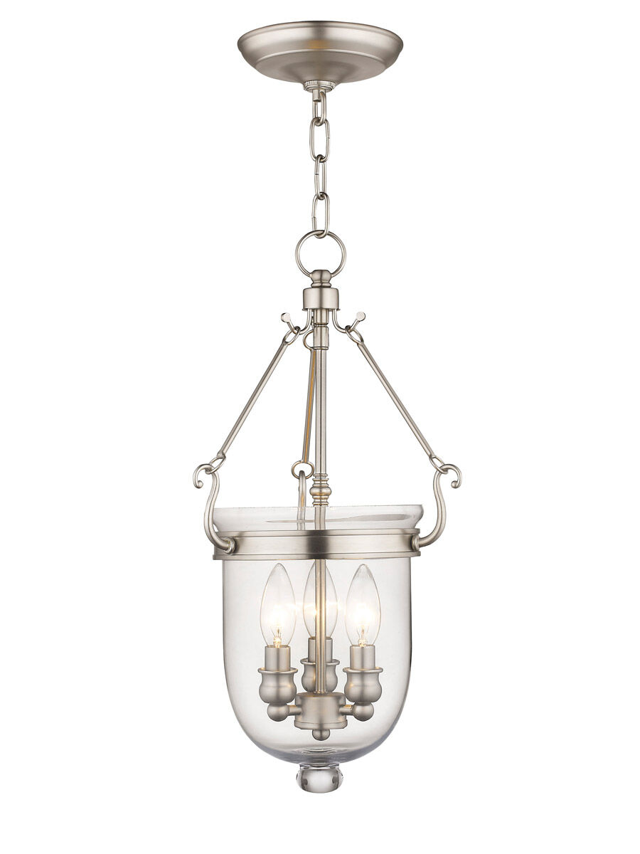 Jefferson 3 Light 10 inch Brushed Nickel Chain Lantern