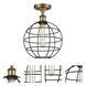 Lake Placid 1 Light 9.5 inch Brushed Brass Semi-Flush Mount Ceiling Light