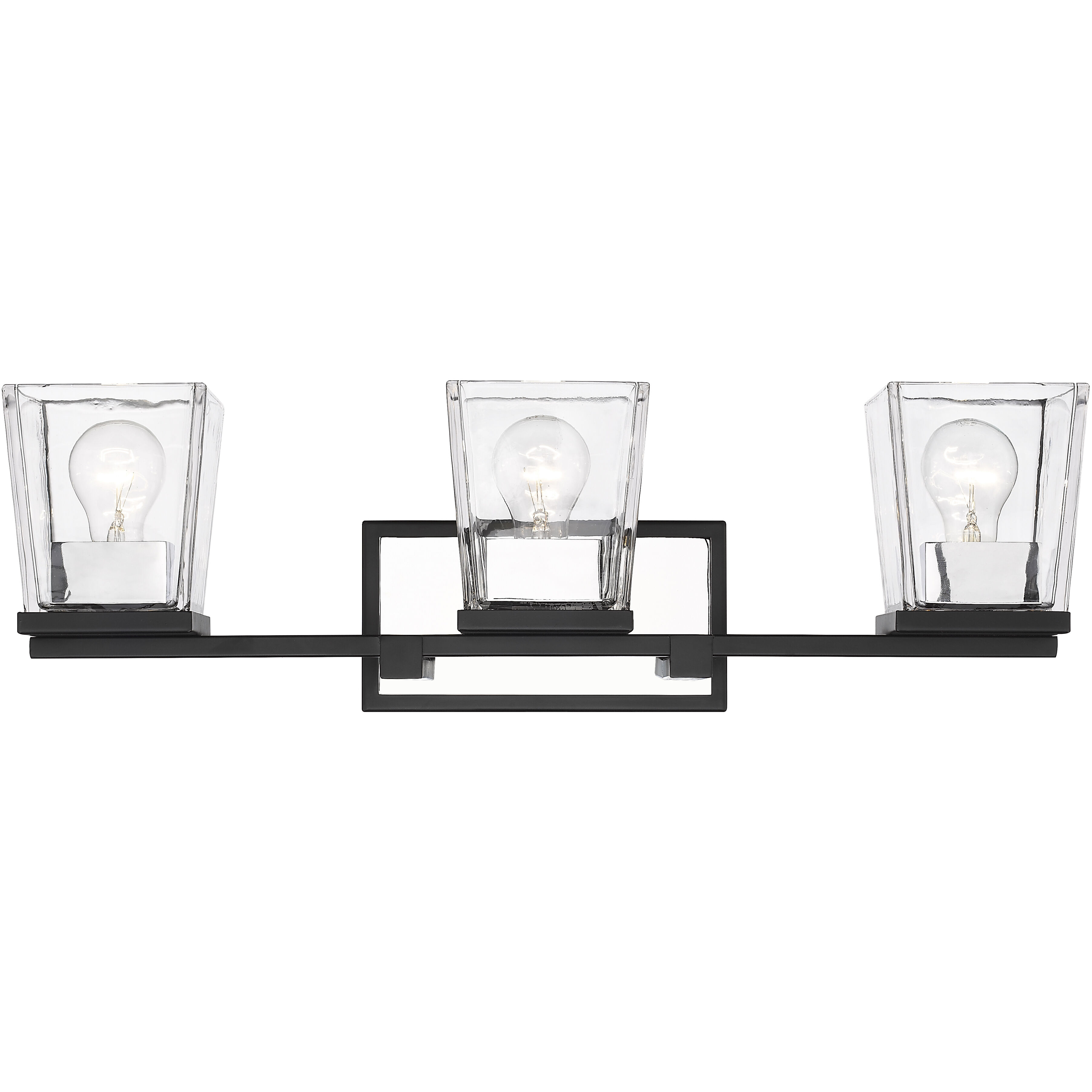 Bleeker Street 3 Light 25 inch Matte Black and Chrome Vanity Wall Light
