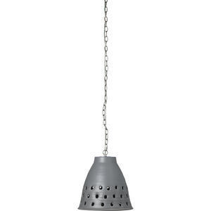 Perforated 1 Light 15 inch Grey Pendant Ceiling Light, Long