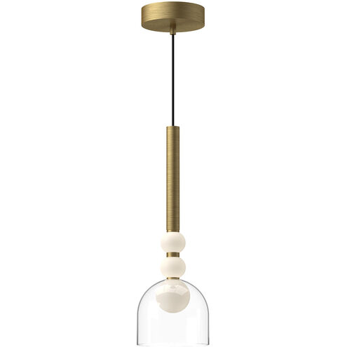 Rise LED 5.63 inch Brushed Gold Pendant Ceiling Light in Brushed Gold and Clear