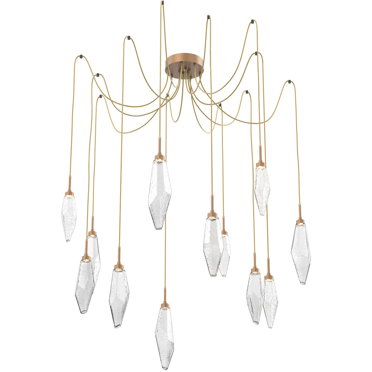 Rock Crystal LED 13.5 inch Novel Brass Swag Multi-Pendant Ceiling Light in Chilled Clear, 2700K LED