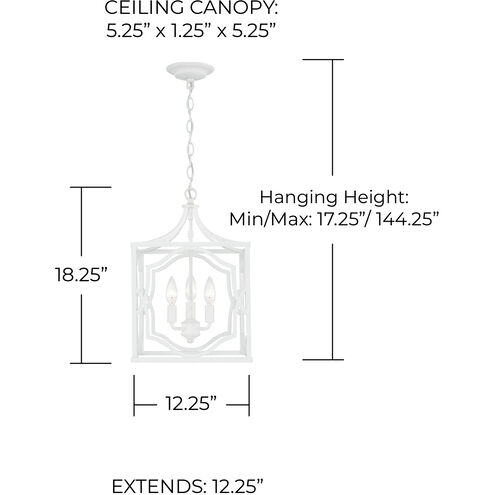 Anna 3 Light 12.25 inch Textured White Foyer Ceiling Light, Convertible Dual Mount