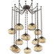 Nova 12 Light 19 inch Flat Bronze Swag Multi-Pendant Ceiling Light in Diamond Chain
