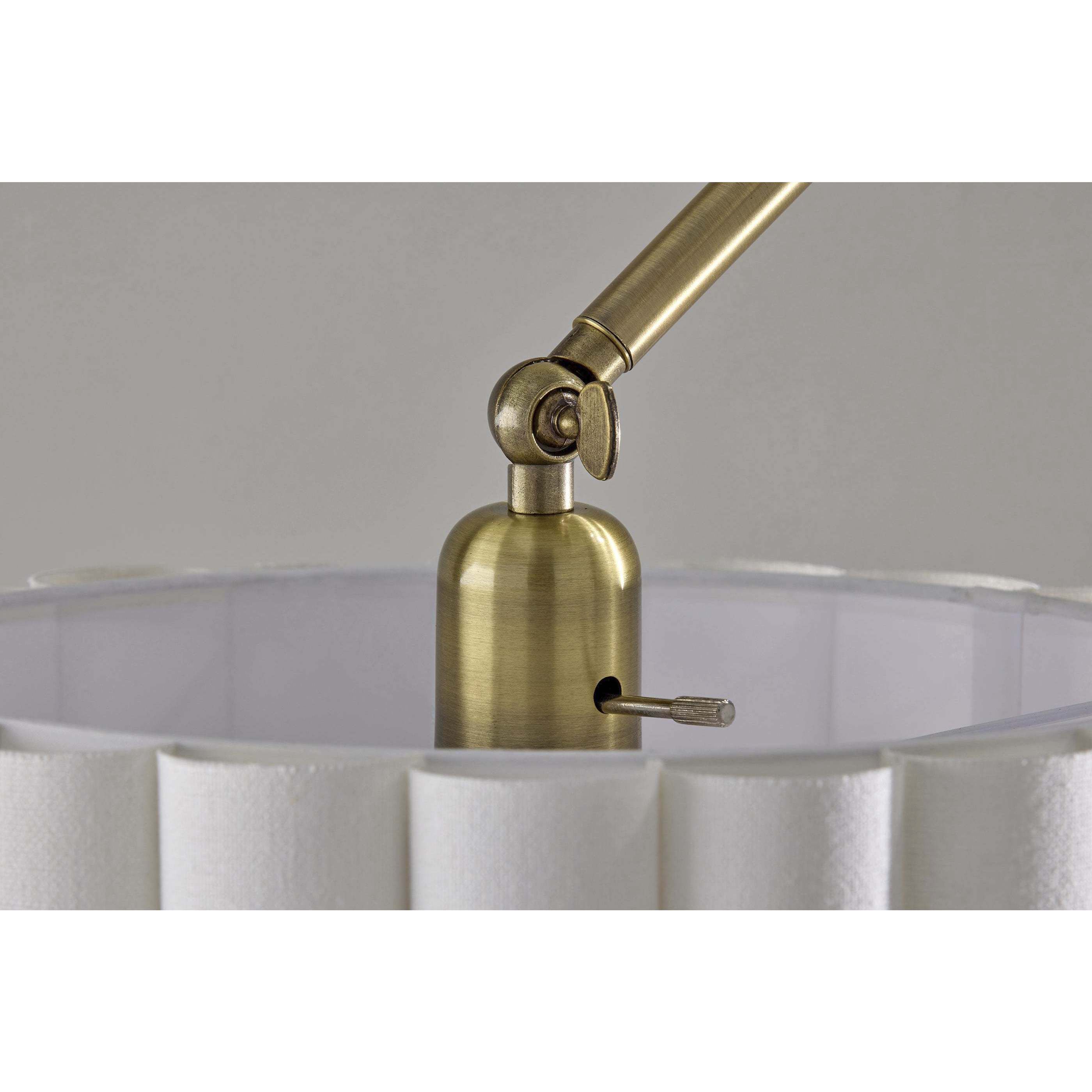 Caldwell 62 inch 100.00 watt Antique Brass and Natural Wood Shelf Floor Lamp Portable Light