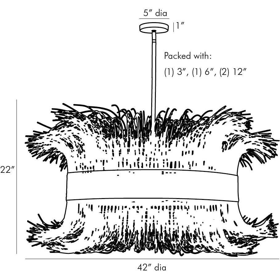 Filamento 6 Light 42 inch Antique Brass Chandelier Ceiling Light, Laura Kirar