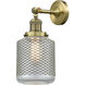 Franklin Restoration Stanton LED 6 inch Antique Brass Sconce Wall Light in Clear Wire Mesh Glass, Franklin Restoration