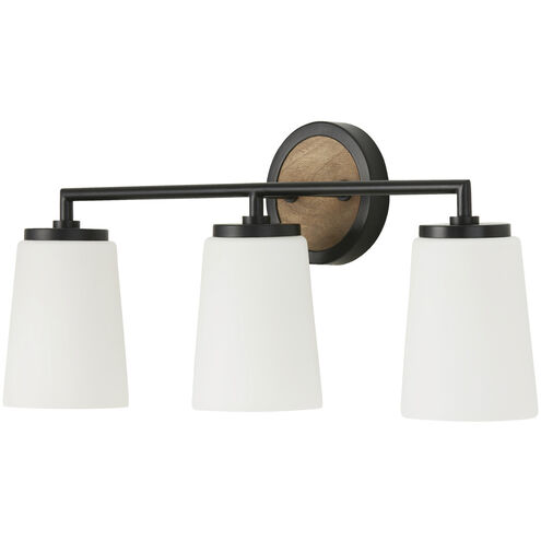 Jonah 3 Light 23.5 inch Light Wood and Matte Black Vanity Light Wall Light