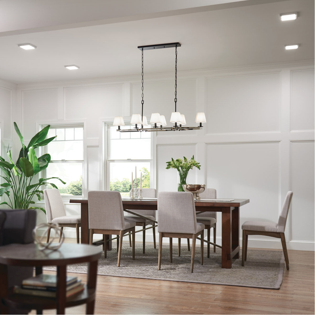 Dancar 8 Light 16 inch Polished Nickel Chandelier Linear (Double) Ceiling Light