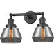 Franklin Restoration Fulton 2 Light 7 inch Oil Rubbed Bronze Bath Vanity Light Wall Light in Plated Smoke Glass, Franklin Restoration