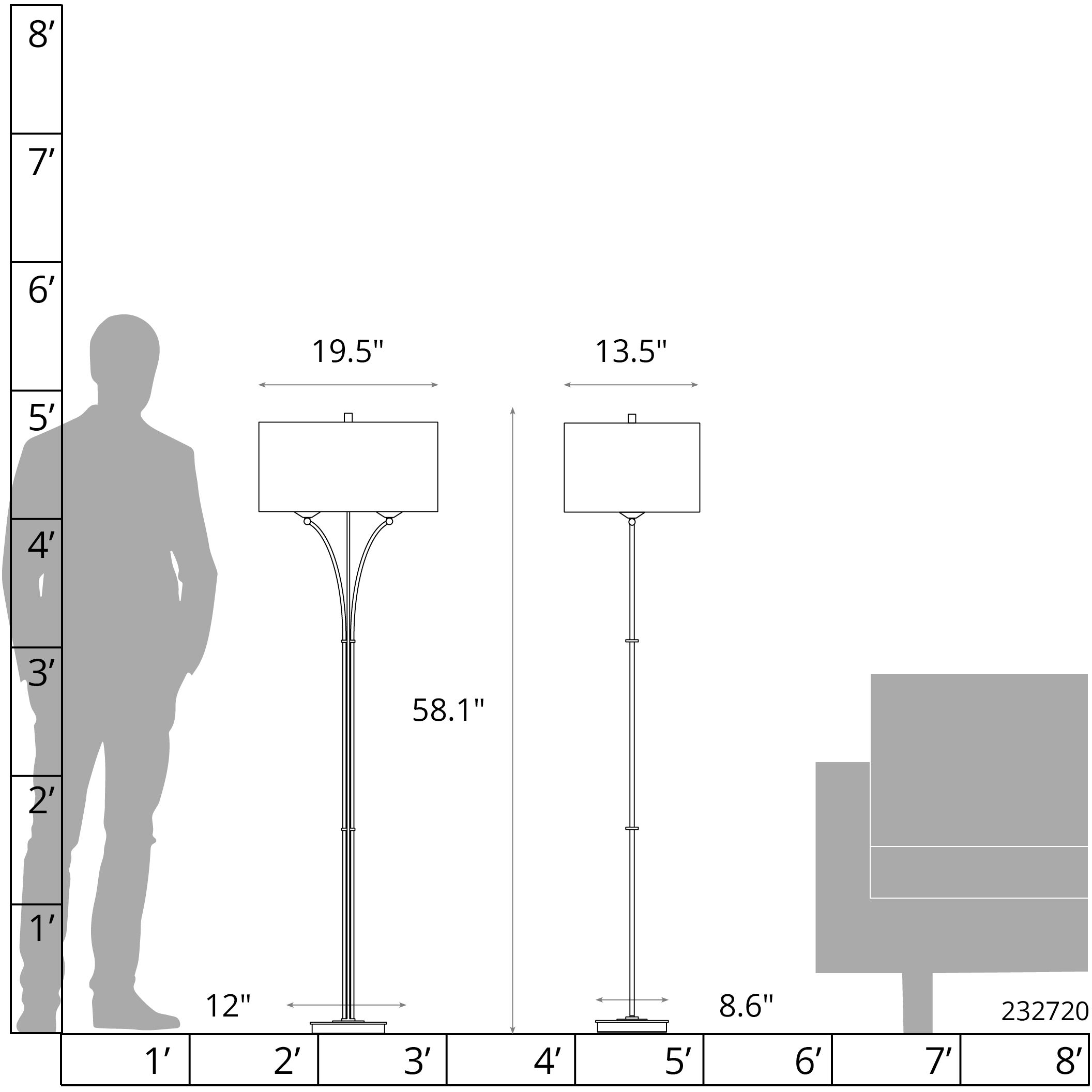 Formae 58.1 inch 100 watt Modern Brass Floor Lamp Portable Light in Natural Anna
