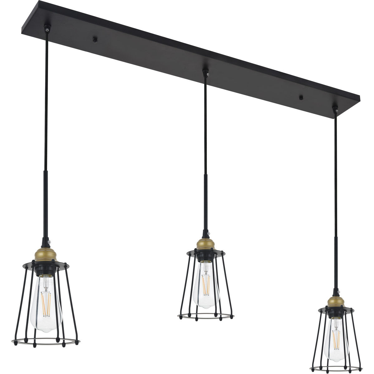 Auspice 3 Light 38 inch Brass and Black Pendant Ceiling Light