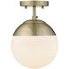 Dixon 1 Light 7.5 inch Aged Brass Semi-Flush Mount Ceiling Light, Damp