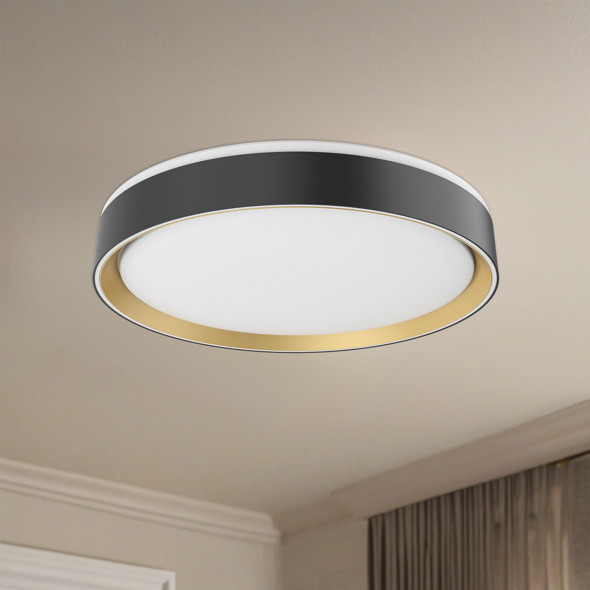 Essex LED 15.75 inch Black and Gold Flush Mount Ceiling Light