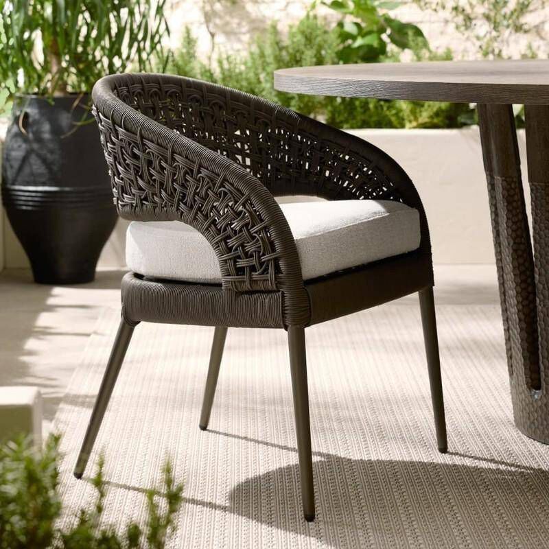 Juri Porpoise and Charcoal Brown with Dark Gray Outdoor Dining Chair