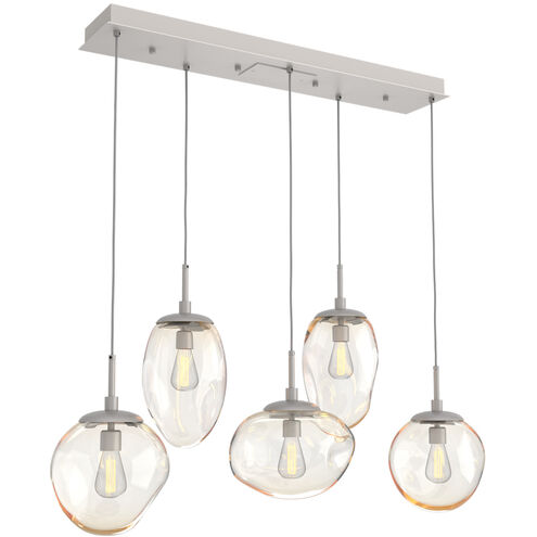 Cosmos Incandescent 5 Light 42.2 inch Beige Silver Linear Pendant Ceiling Light in Metallic Beige Silver, Amber Cosmos, Multi-Port