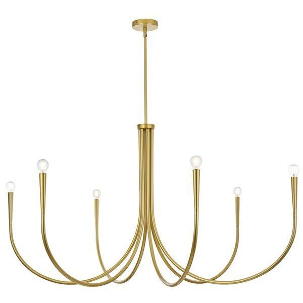 Layne 6 Light 55 inch Brass Chandelier Ceiling Light