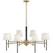 Saunders 8 Light 40 inch Black with Lacquered Brass Chandelier Ceiling Light