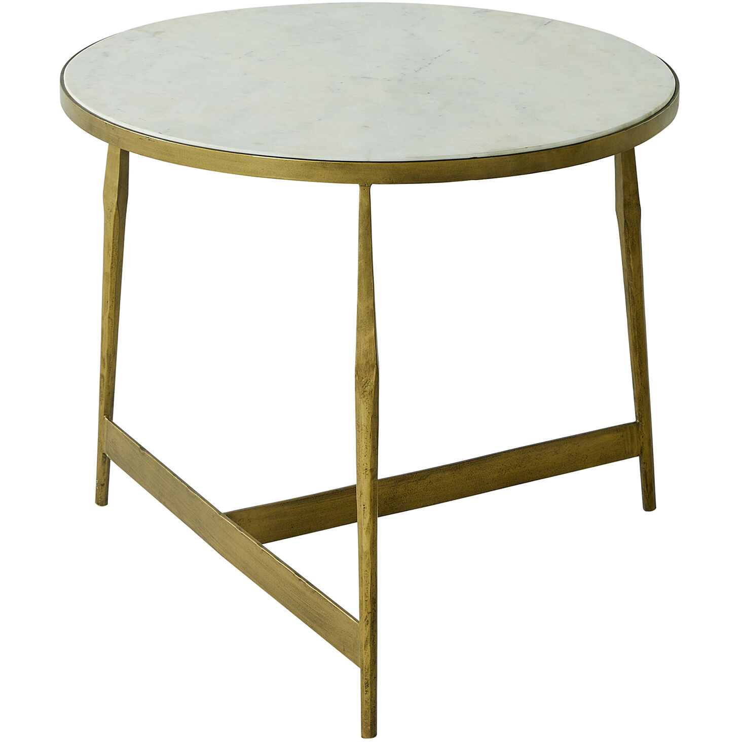 Alana 28 X 28 inch Honed White Banswara Marble with Antique Forged Brass Table
