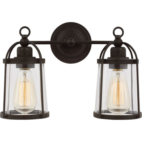 C&M by Chapman & Myers Stonington 2 Light 14.5 inch Smith Steel Vanity Light Wall Light