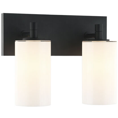 Candela Wall Sconce Wall Light in Matte Black and Opal Glass