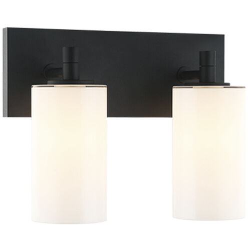 Candela Wall Sconce Wall Light in Matte Black and Opal Glass