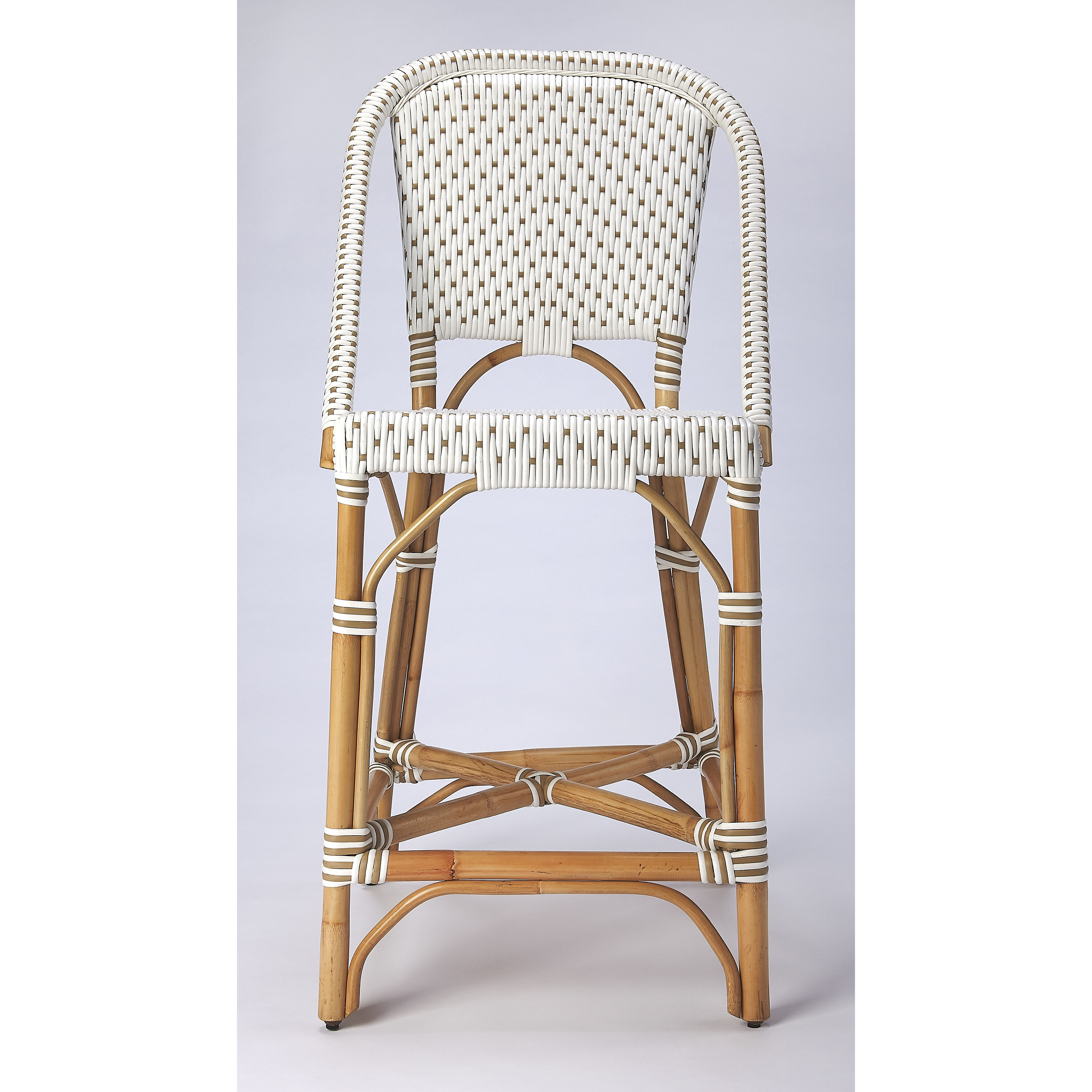 Designer'S Edge Solstice White &  Tan Rattan 41 inch Barstool