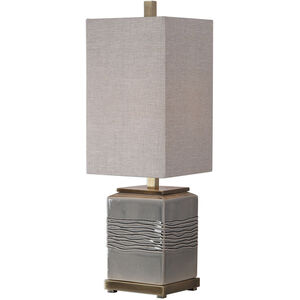Covey 32 inch 150 watt Warm Gray Glaze and Antique Brass Buffet Lamp Portable Light
