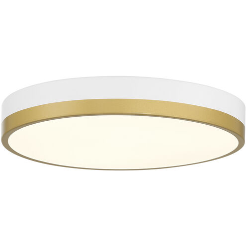 Coco LED 15 inch White and Antique Brushed Brass Flush Mount Ceiling Light
