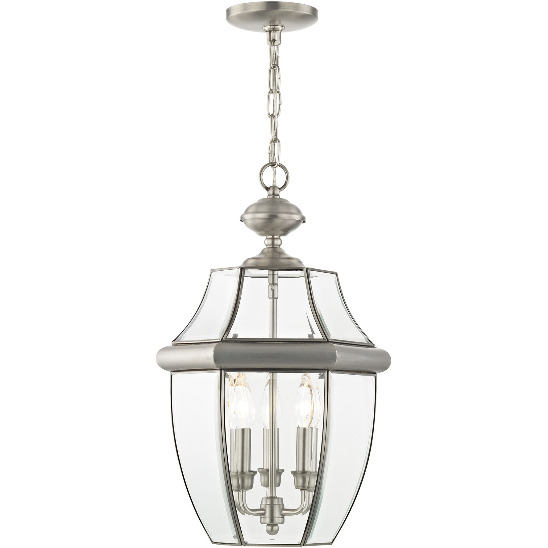 Monterey 3 Light 13 inch Brushed Nickel Outdoor Pendant Lantern