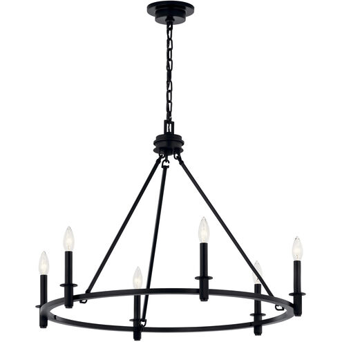 Carrick 6 Light Black Chandelier Ceiling Light, 1 Tier Small