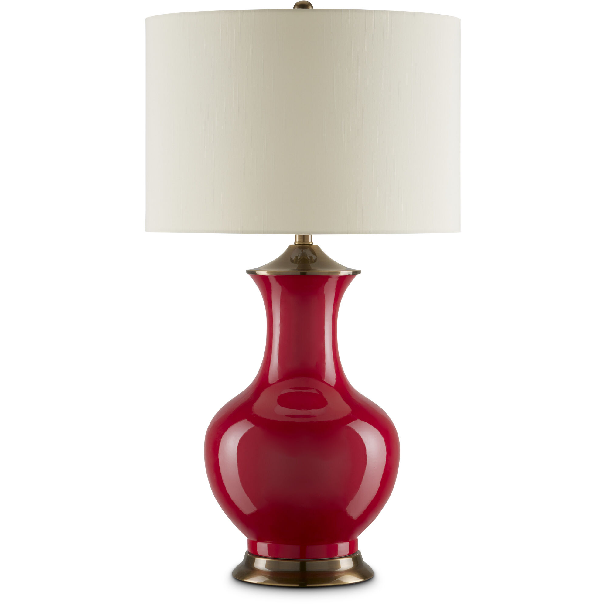 Lilou 31.5 inch 150 watt Red and Antique Brass Table Lamp Portable Light