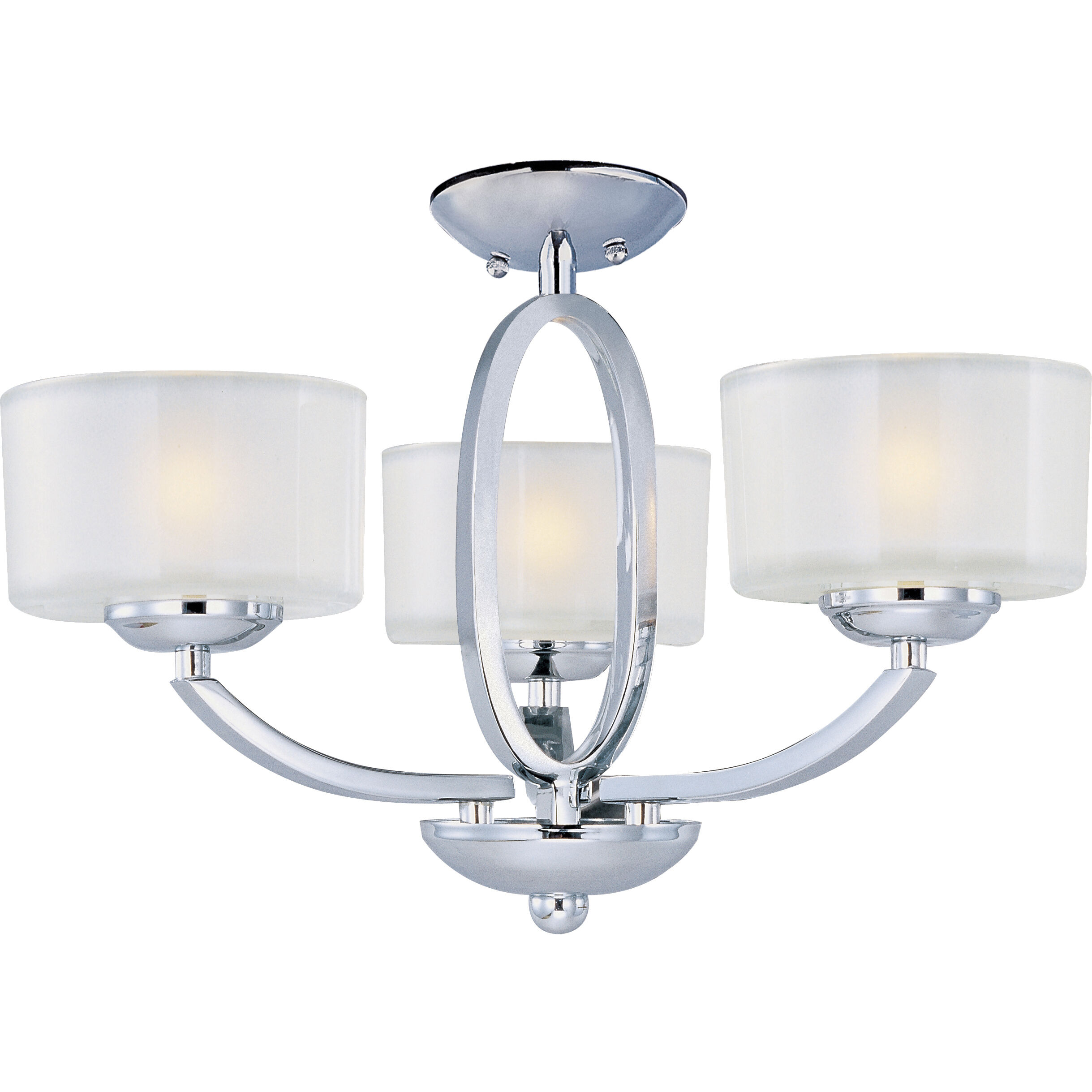 Elle 3 Light 17 inch Polished Chrome Semi Flush Mount Ceiling Light