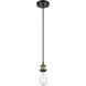 Ballston Bare Bulb LED 4.5 inch Black Antique Brass Mini Pendant Ceiling Light in Black Textured, Ballston