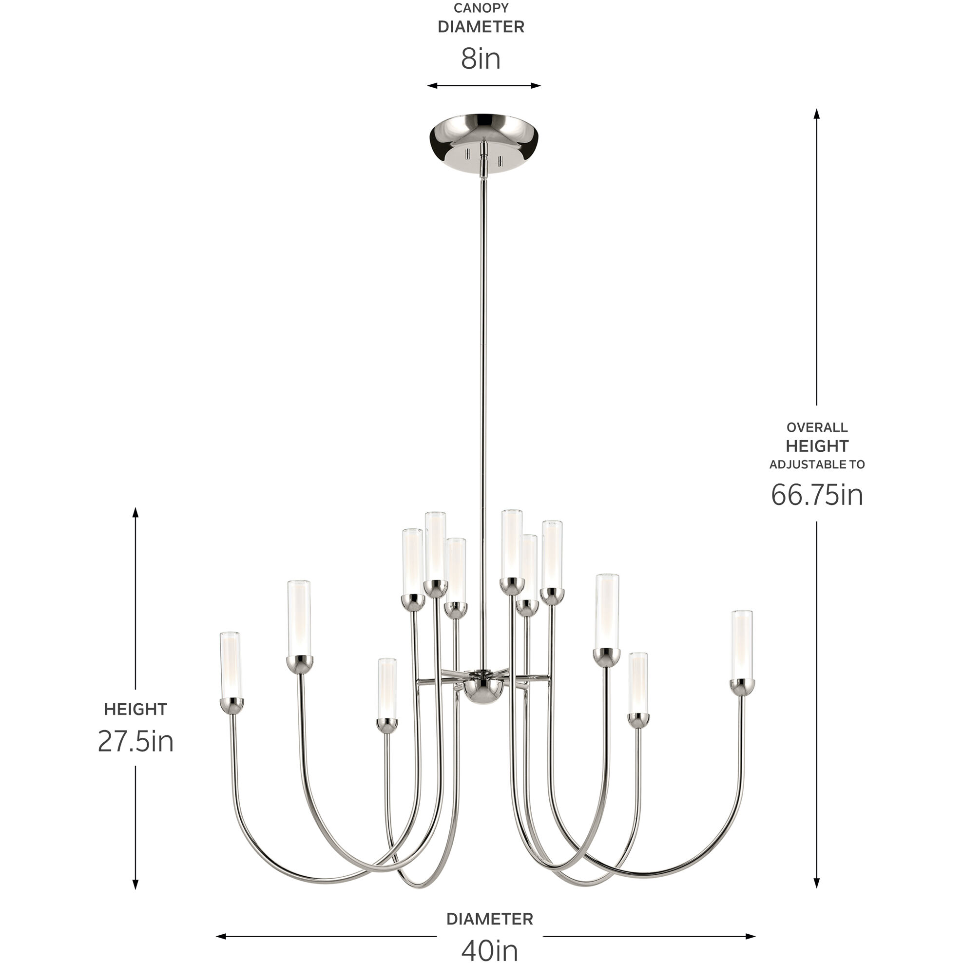 Moraine LED Polished Nickel Chandelier Ceiling Light