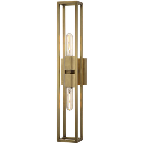 Altero 2 Light 24.92 inch Vintage Brass Vanity Light Wall Light