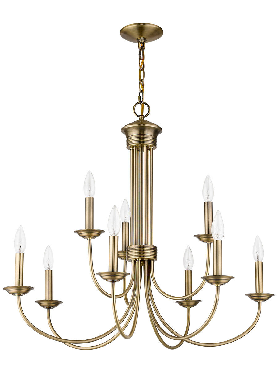 Estate 9 Light 30 inch Antique Brass Chandelier Ceiling Light