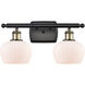 Ballston Fenton LED 16 inch Black Antique Brass Bath Vanity Light Wall Light in Matte White Glass, Ballston
