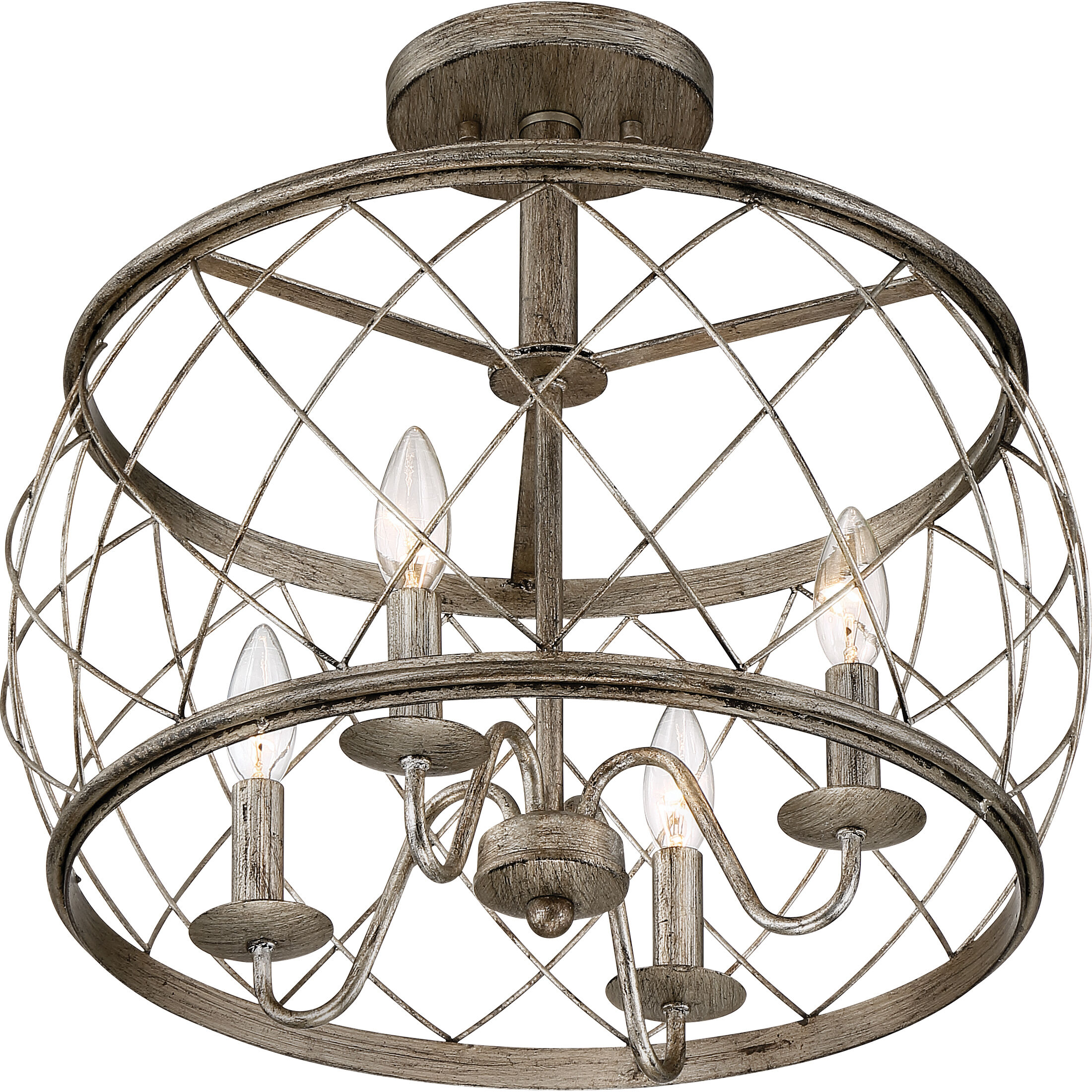 Dury 4 Light 17.5 inch Century Silver Leaf Semi-Flush Mount Ceiling Light