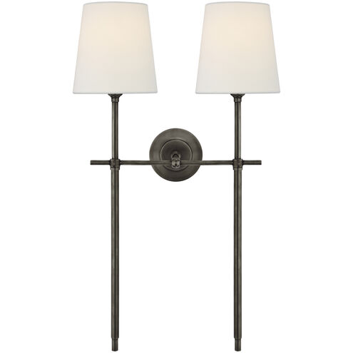 Thomas O'Brien Bryant 2 Light 16 inch Bronze Double Tail Sconce Wall Light in Linen, Large