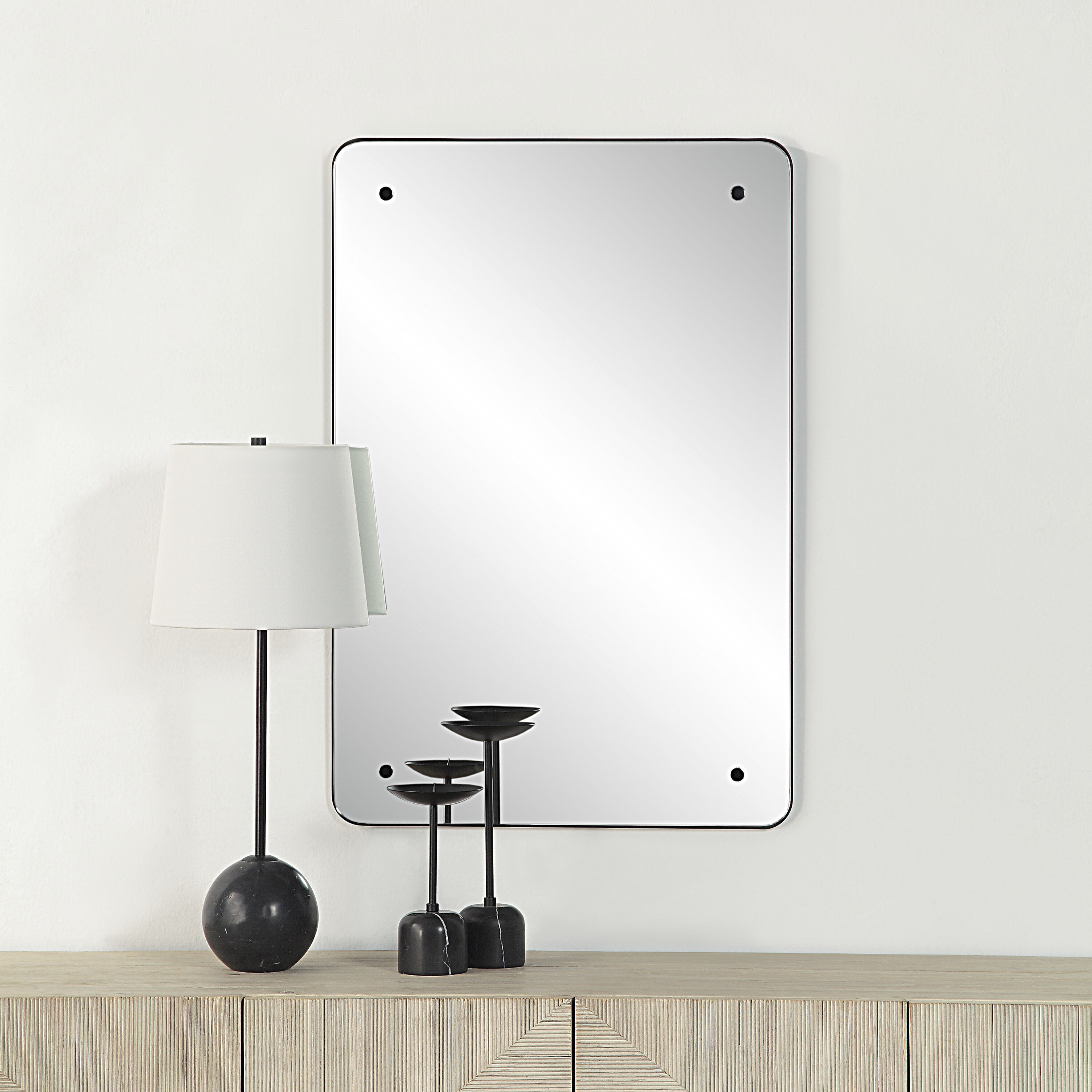 Aine 36 X 24 inch Matte Black Wall Mirror