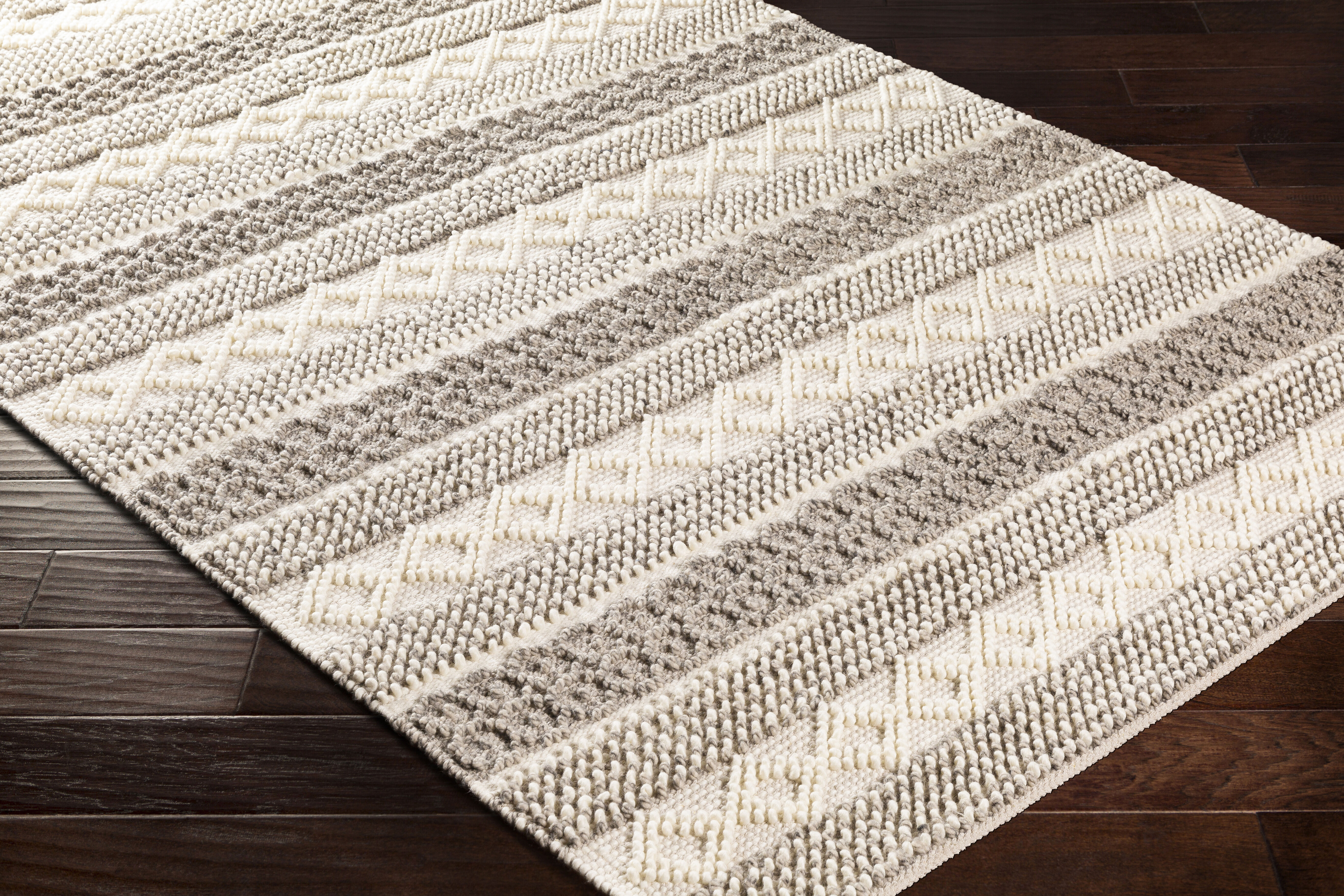Farmhouse Neutrals 120 X 96 inch Cream/Oatmeal/Charcoal/Beige Handmade Rug in 8 x 10, Rectangle