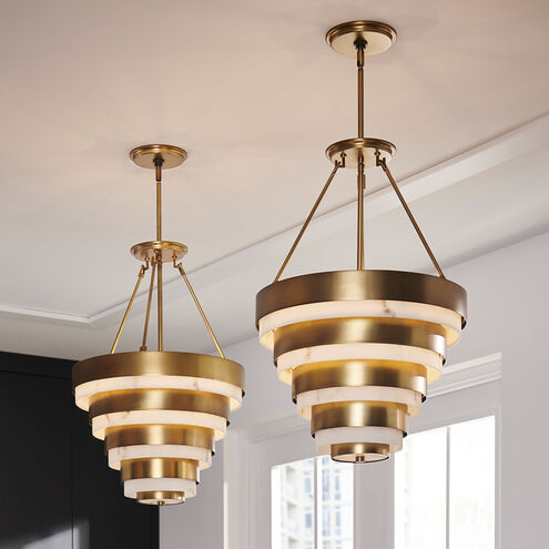 Lisa McDennon Echelon 4 Light 18 inch Heritage Brass Indoor Chandelier Ceiling Light