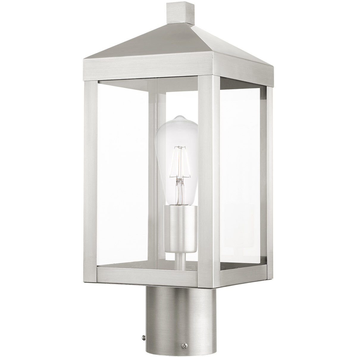 Nyack 1 Light 15 inch Brushed Nickel Outdoor Post Top Lantern