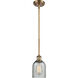Ballston Caledonia 1 Light 5 inch Brushed Brass Pendant Ceiling Light in Charcoal Glass, Ballston