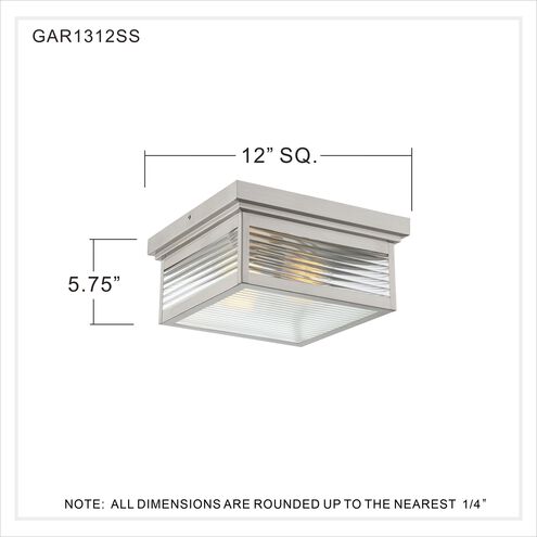 Gardner 2 Light 12 inch Stainless Steel Flush Mount Ceiling Light