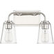 Transitional 2 Light 15 inch Polished Nickel Bathroom Vanity Light Wall Light