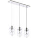 Hana 3 Light 24 inch Chrome Linear Pendant Ceiling Light